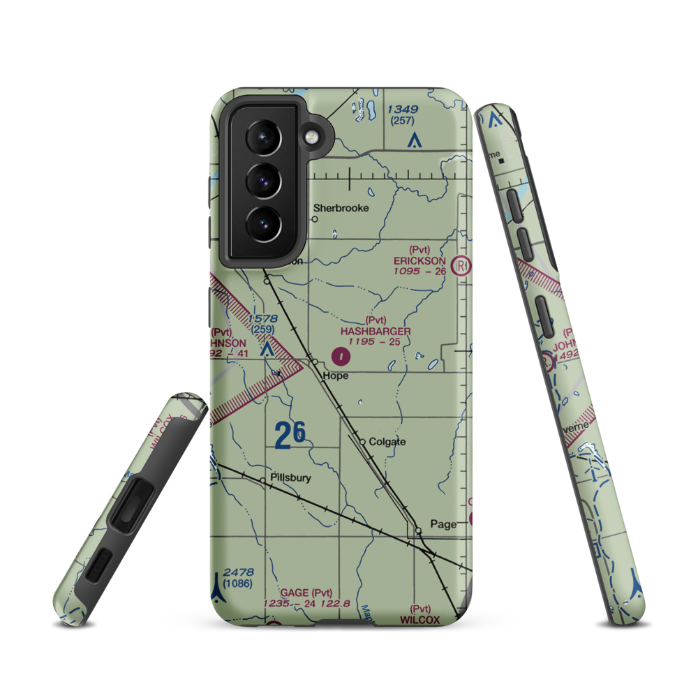 Hashbarger Farm Airstrip (8NA9) VFR Sectional Samsung Phone Case Samsung Galaxy S21 model shown