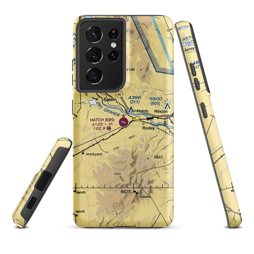 Hatch Municipal Airport (E05) VFR Sectional Samsung Phone Case Samsung Galaxy S21 Plus model shown
