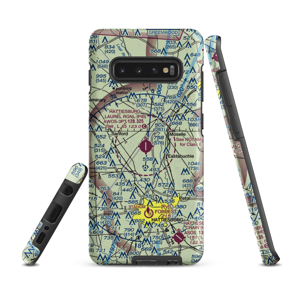 Hattiesburg Laurel Regional Airport (PIB) VFR Sectional Samsung Phone Case Samsung Galaxy S10 Plus model shown
