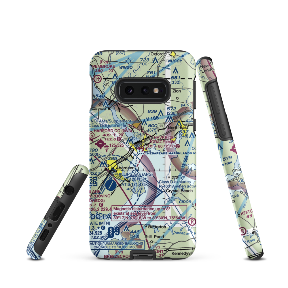 Havre De Grace Seaplane Base (M06) VFR Sectional Samsung Phone Case Samsung Galaxy S10e model shown
