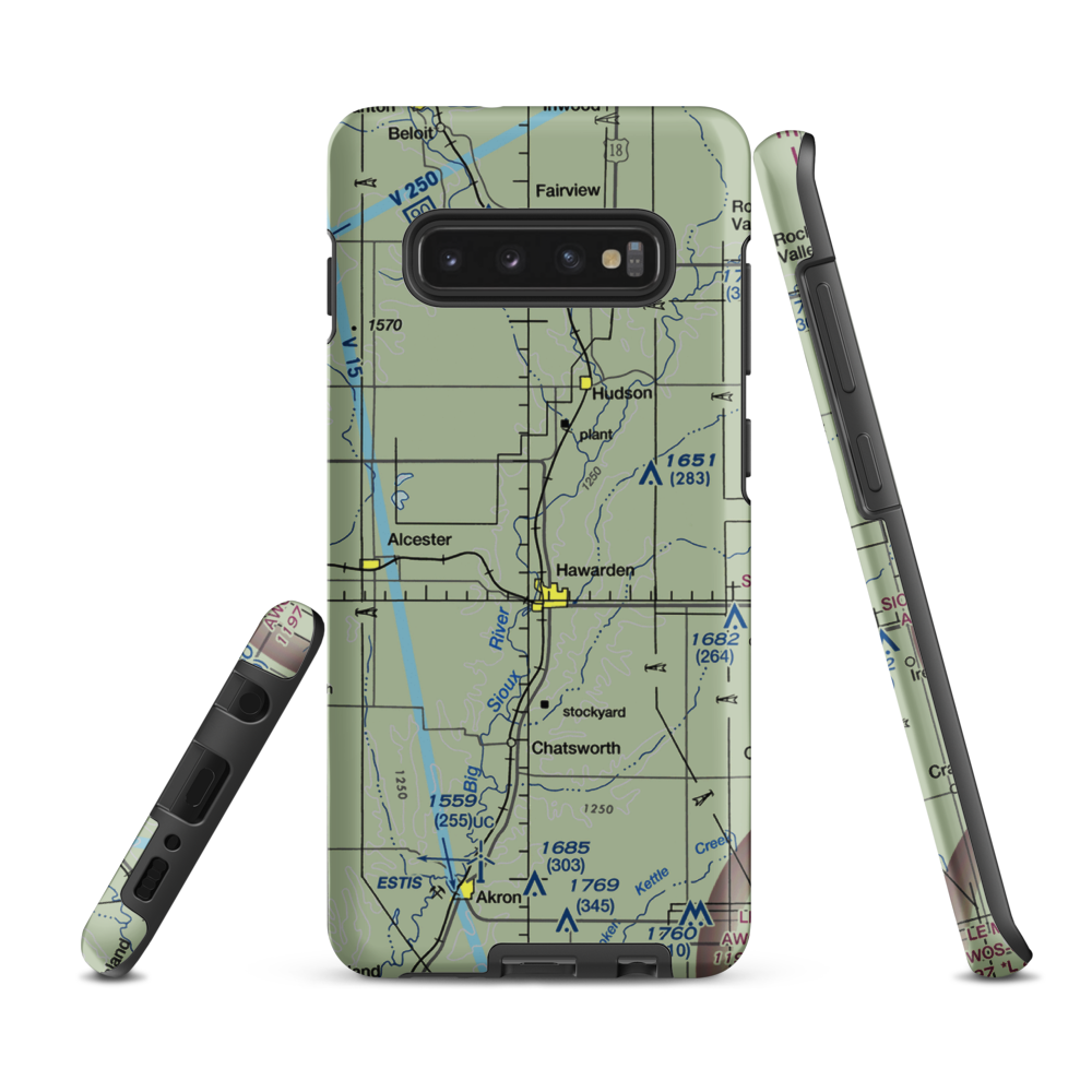 Hawarden Municipal Airport (2Y2) VFR Sectional Samsung Phone Case Samsung Galaxy S10 Plus model shown