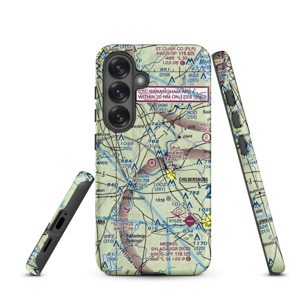 Hawk Field (AL92) VFR Sectional Samsung Phone Case Samsung Galaxy S25 model shown