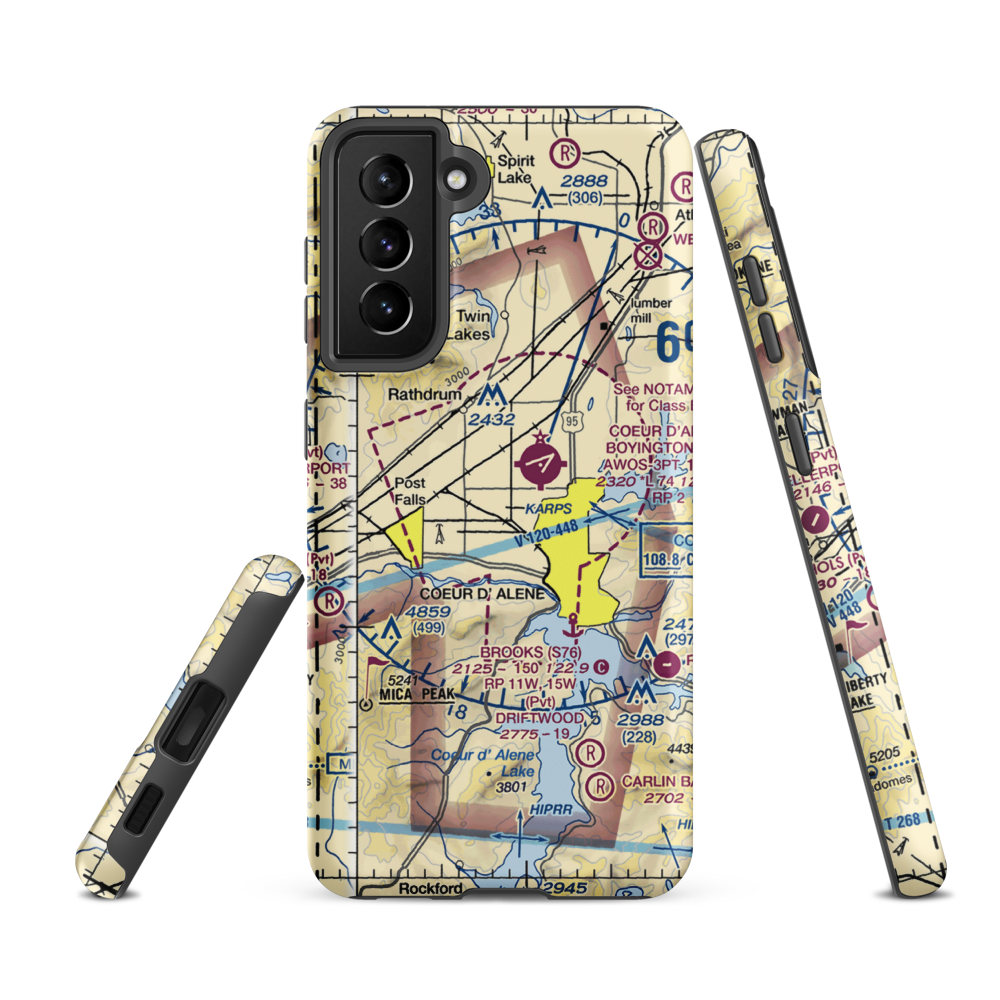 Hawk Haven Airport (ID27) VFR Sectional Samsung Phone Case Samsung Galaxy S21 FE model shown