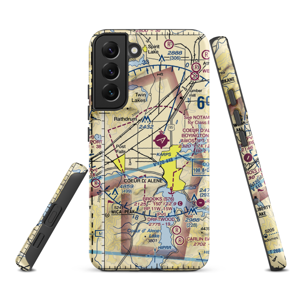 Hawk Haven Airport (ID27) VFR Sectional Samsung Phone Case Samsung Galaxy S22 Plus model shown