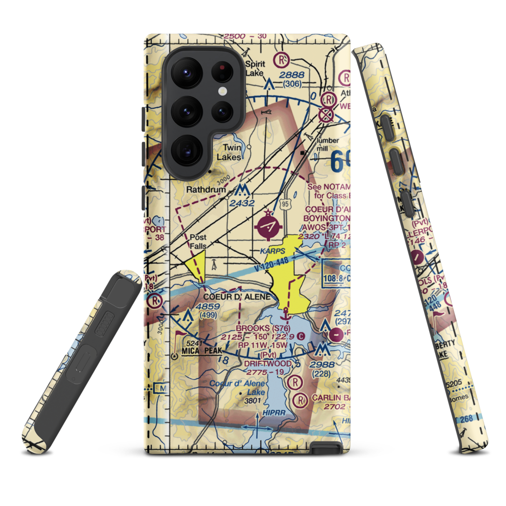 Hawk Haven Airport (ID27) VFR Sectional Samsung Phone Case Samsung Galaxy S22 Ultra model shown