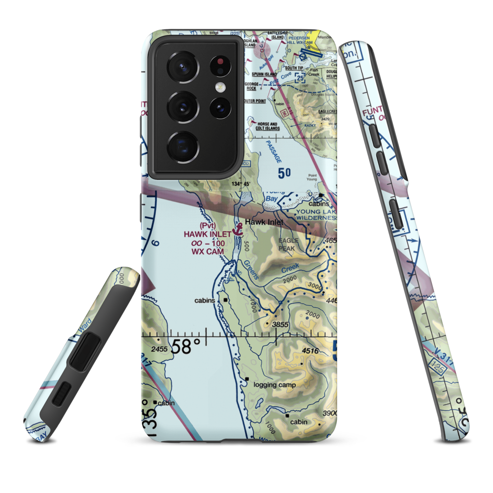 Hawk Inlet Seaplane Base (HWI) VFR Sectional Samsung Phone Case Samsung Galaxy S21 Ultra model shown