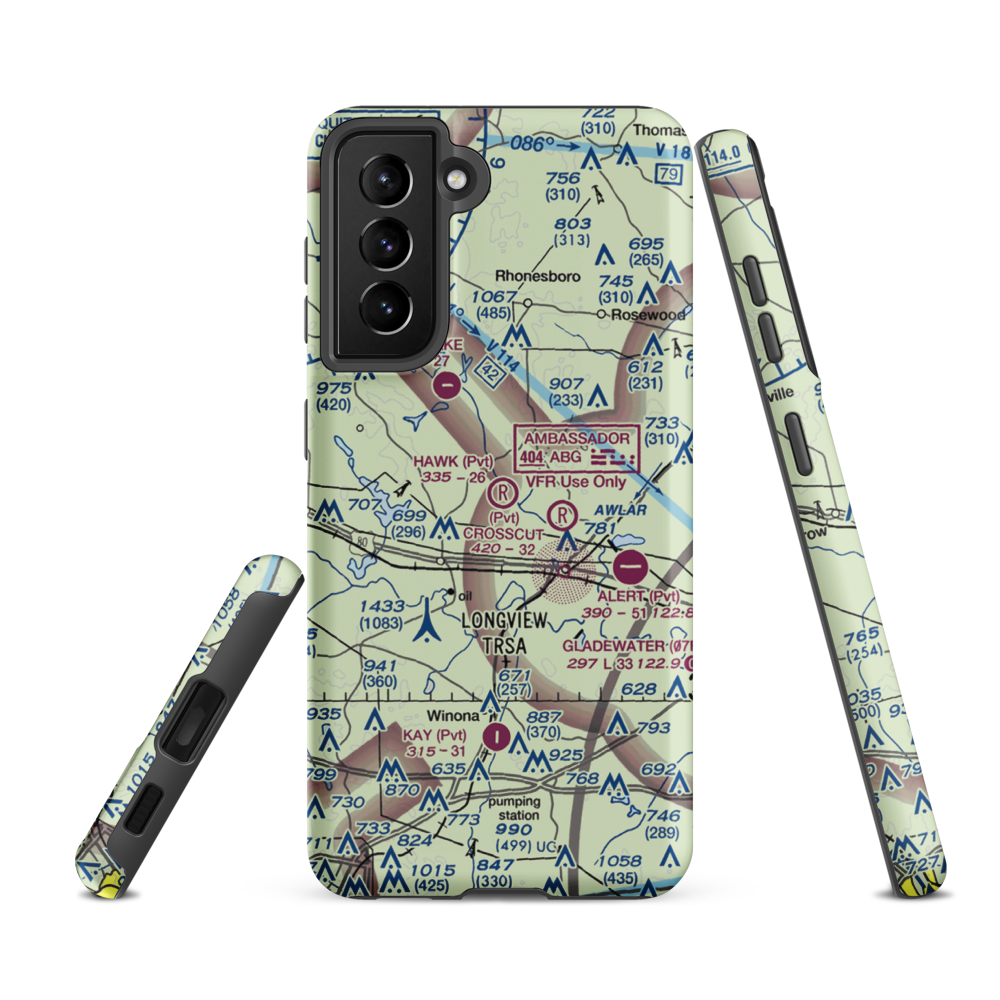 Hawk Ranch Airport (1TX9) VFR Sectional Samsung Phone Case Samsung Galaxy S21 FE model shown