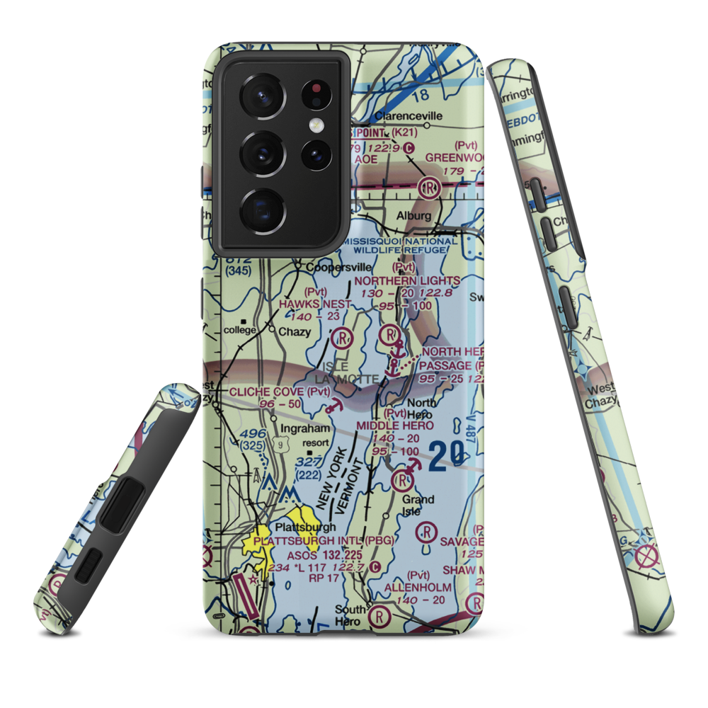 Hawk's Nest Airport (88VT) VFR Sectional Samsung Phone Case Samsung Galaxy S21 Ultra model shown