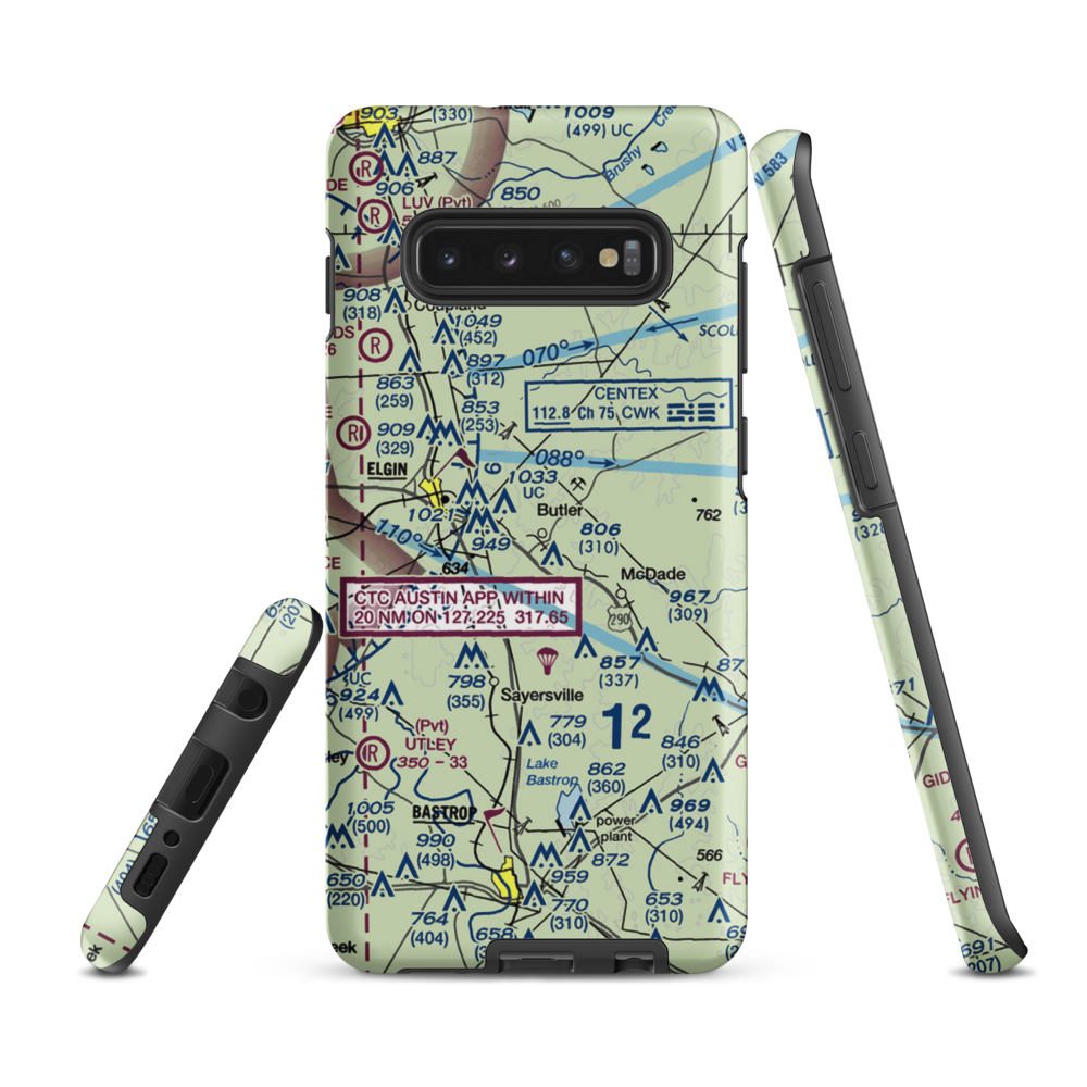 Hawken Air One Airport (62TA) VFR Sectional Samsung Phone Case Samsung Galaxy S10 Plus model shown
