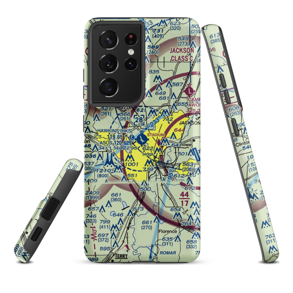 Hawkins Field (HKS) VFR Sectional Samsung Phone Case Samsung Galaxy S21 Plus model shown