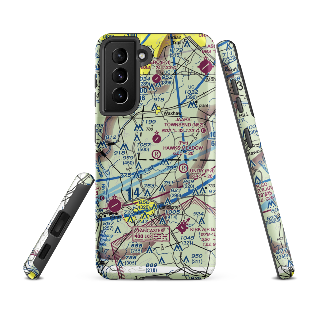Hawks Meadow Airport (07NC) VFR Sectional Samsung Phone Case Samsung Galaxy S21 FE model shown