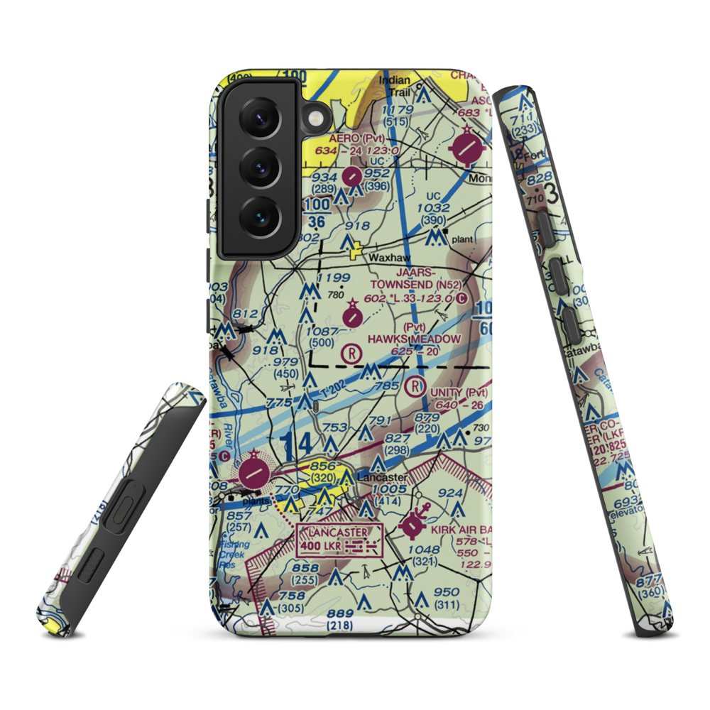 Hawks Meadow Airport (07NC) VFR Sectional Samsung Phone Case Samsung Galaxy S22 Plus model shown
