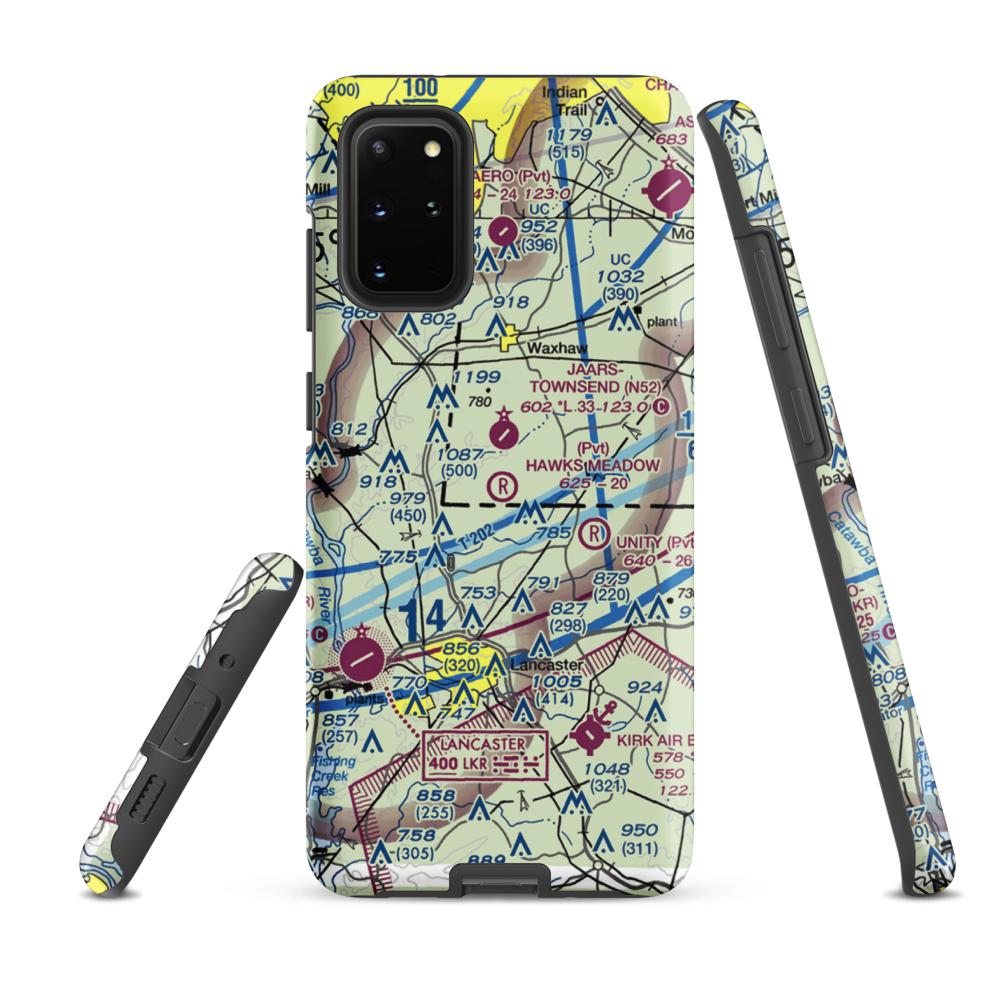 Hawks Meadow Airport (07NC) VFR Sectional Samsung Phone Case Samsung Galaxy S20 Plus model shown
