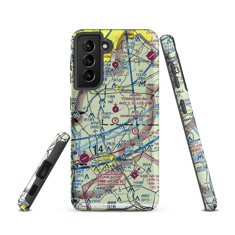 Hawks Meadow Airport (07NC) VFR Sectional Samsung Phone Case Samsung Galaxy S21 model shown