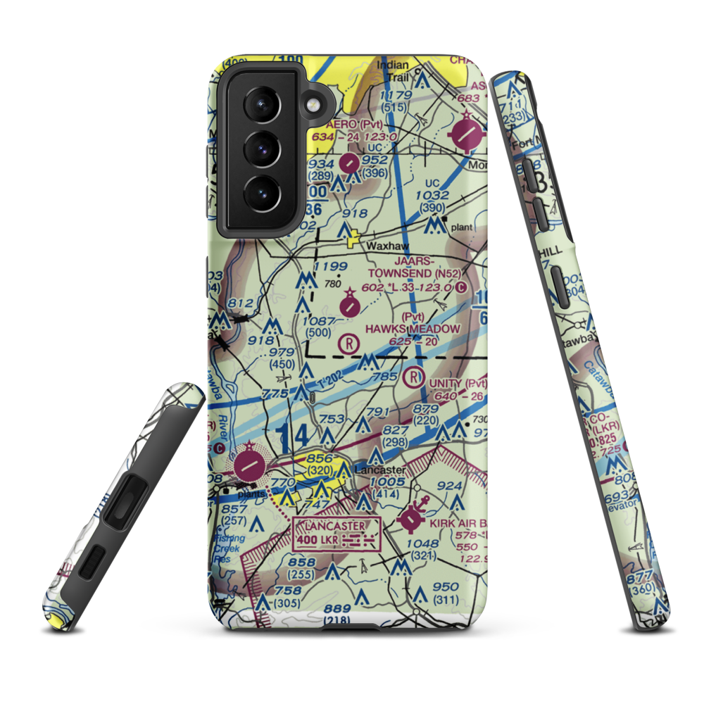 Hawks Meadow Airport (07NC) VFR Sectional Samsung Phone Case Samsung Galaxy S21 Plus model shown
