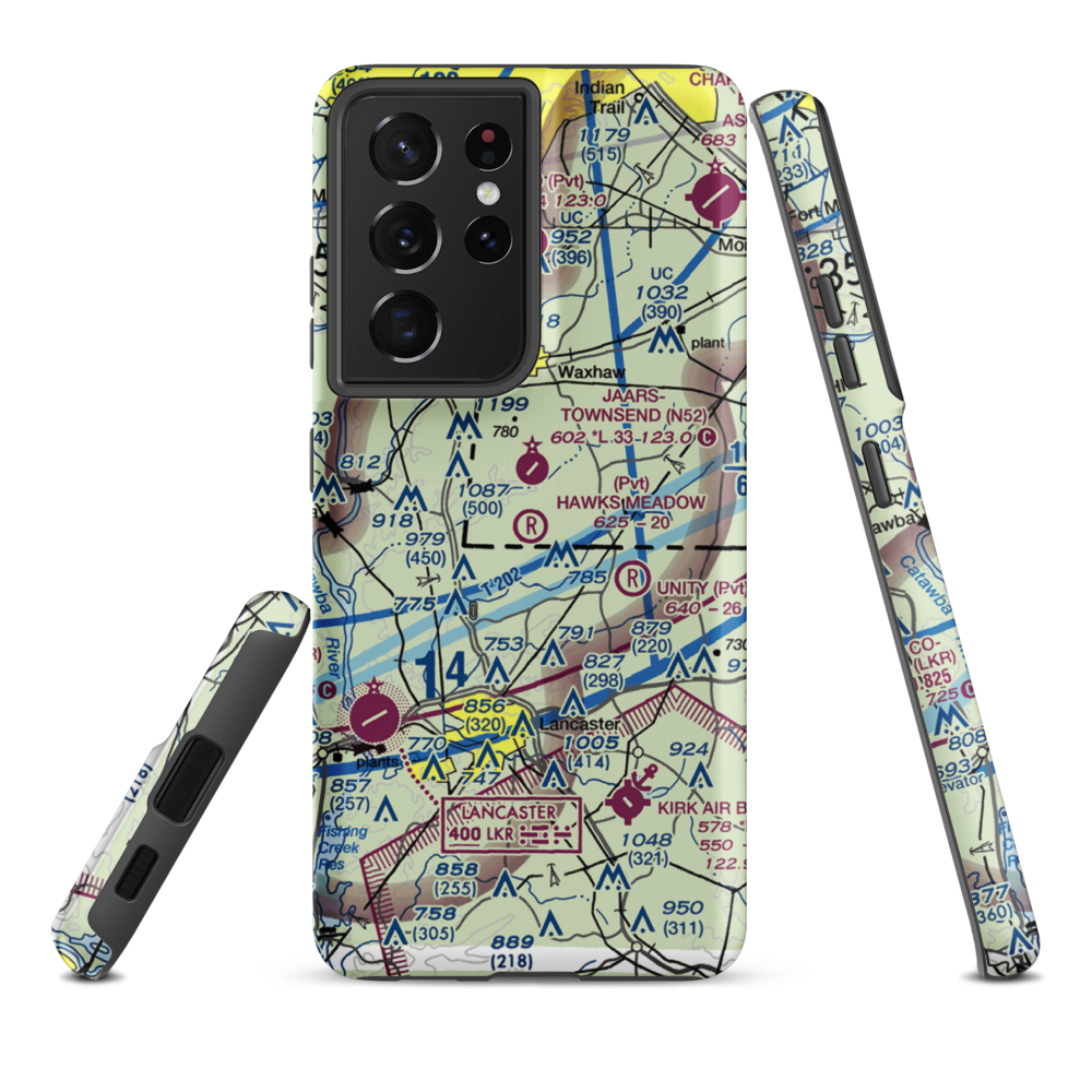 Hawks Meadow Airport (07NC) VFR Sectional Samsung Phone Case Samsung Galaxy S21 Ultra model shown