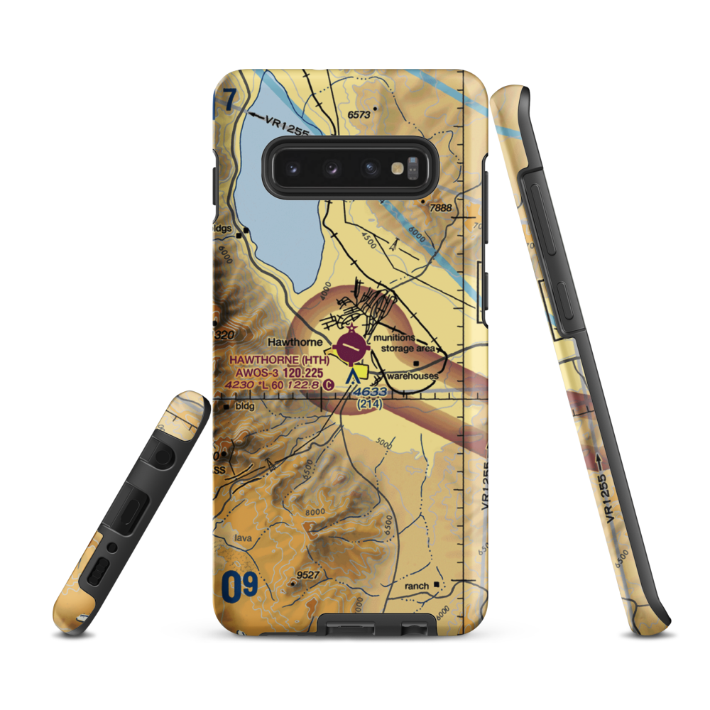 Hawthorne Industrial Airport (HTH) VFR Sectional Samsung Phone Case Samsung Galaxy S10e model shown