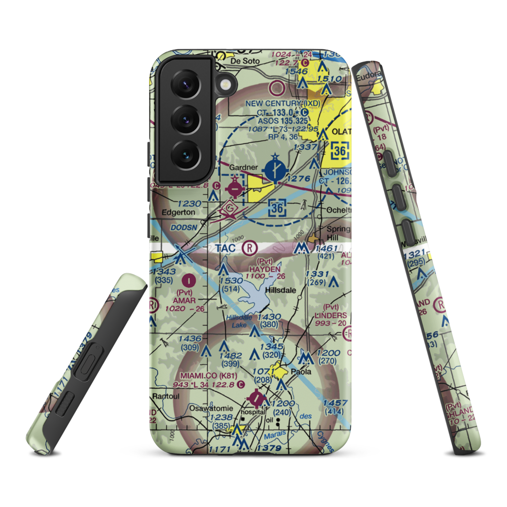 Hayden Farm Airport (00KS) VFR Sectional Samsung Phone Case Samsung Galaxy S22 Plus model shown