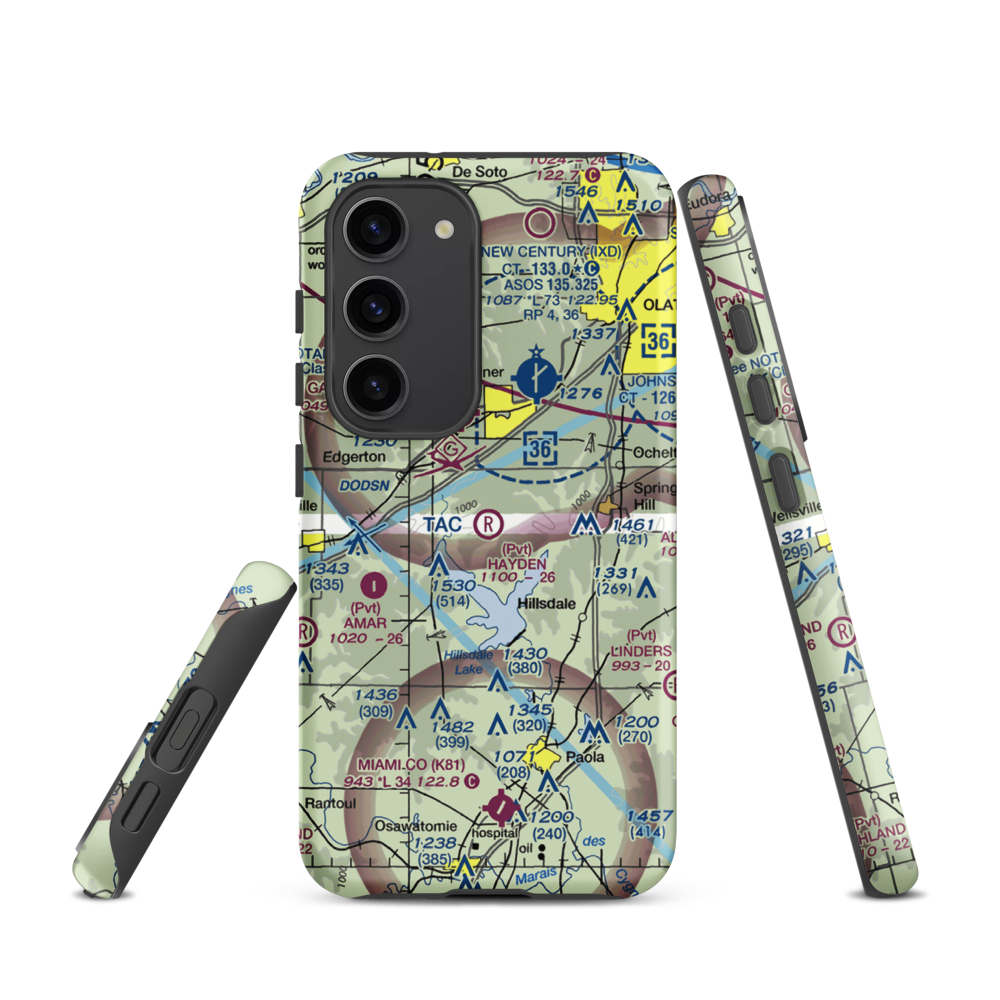 Hayden Farm Airport (00KS) VFR Sectional Samsung Phone Case Samsung Galaxy S23 model shown