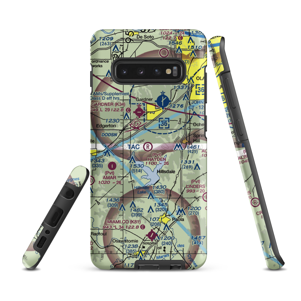 Hayden Farm Airport (00KS) VFR Sectional Samsung Phone Case Samsung Galaxy S10 Plus model shown