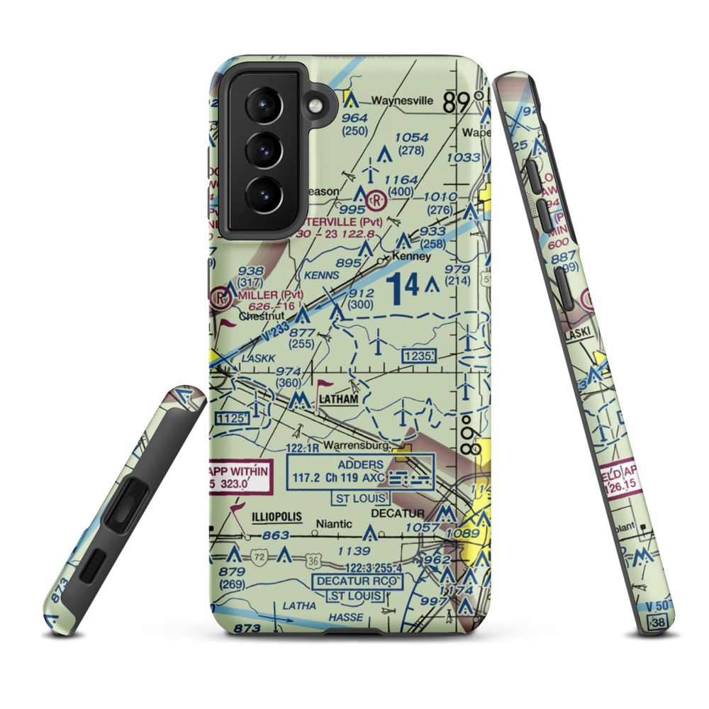 Hayenga's Cant Find Farms Airport (00IS) VFR Sectional Samsung Phone Case Samsung Galaxy S21 Plus model shown