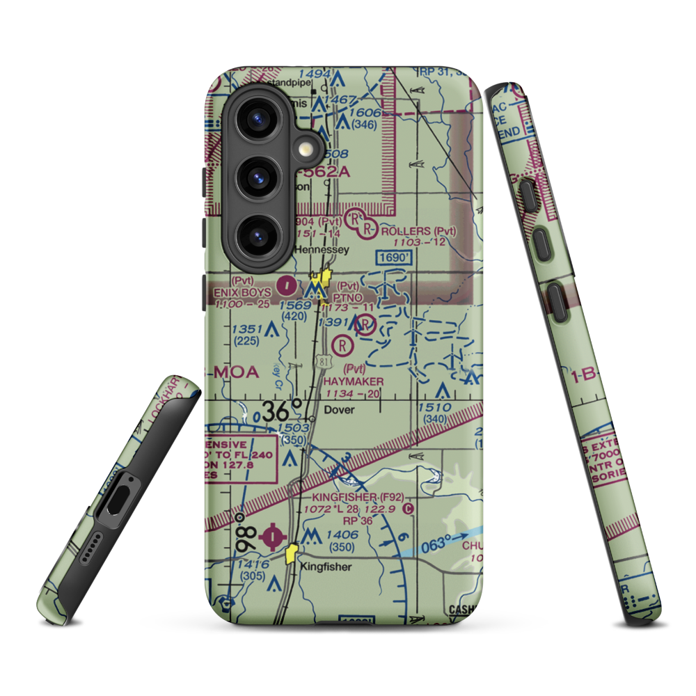 Haymaker Airport (34OK) VFR Sectional Samsung Phone Case Samsung Galaxy S24 Plus model shown