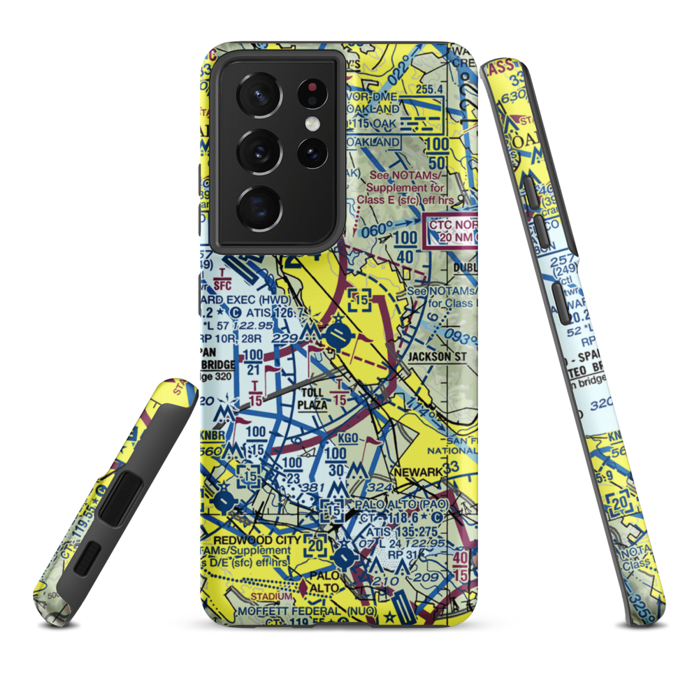 Hayward Executive Airport (HWD) VFR Sectional Samsung Phone Case Samsung Galaxy S21 Ultra model shown