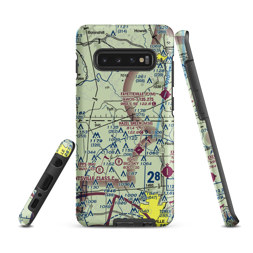 Hazel Green Acres Airport (8AL7) VFR Sectional Samsung Phone Case Samsung Galaxy S10 Plus model shown