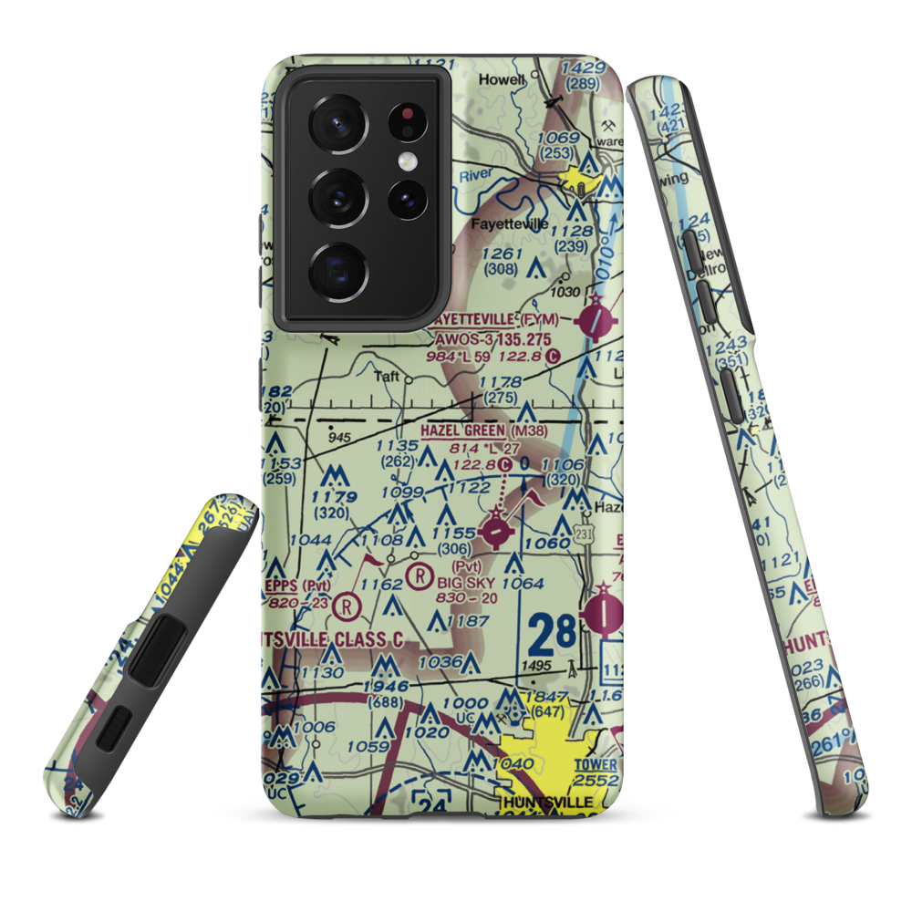 Hazel Green Acres Airport (8AL7) VFR Sectional Samsung Phone Case Samsung Galaxy S21 Plus model shown