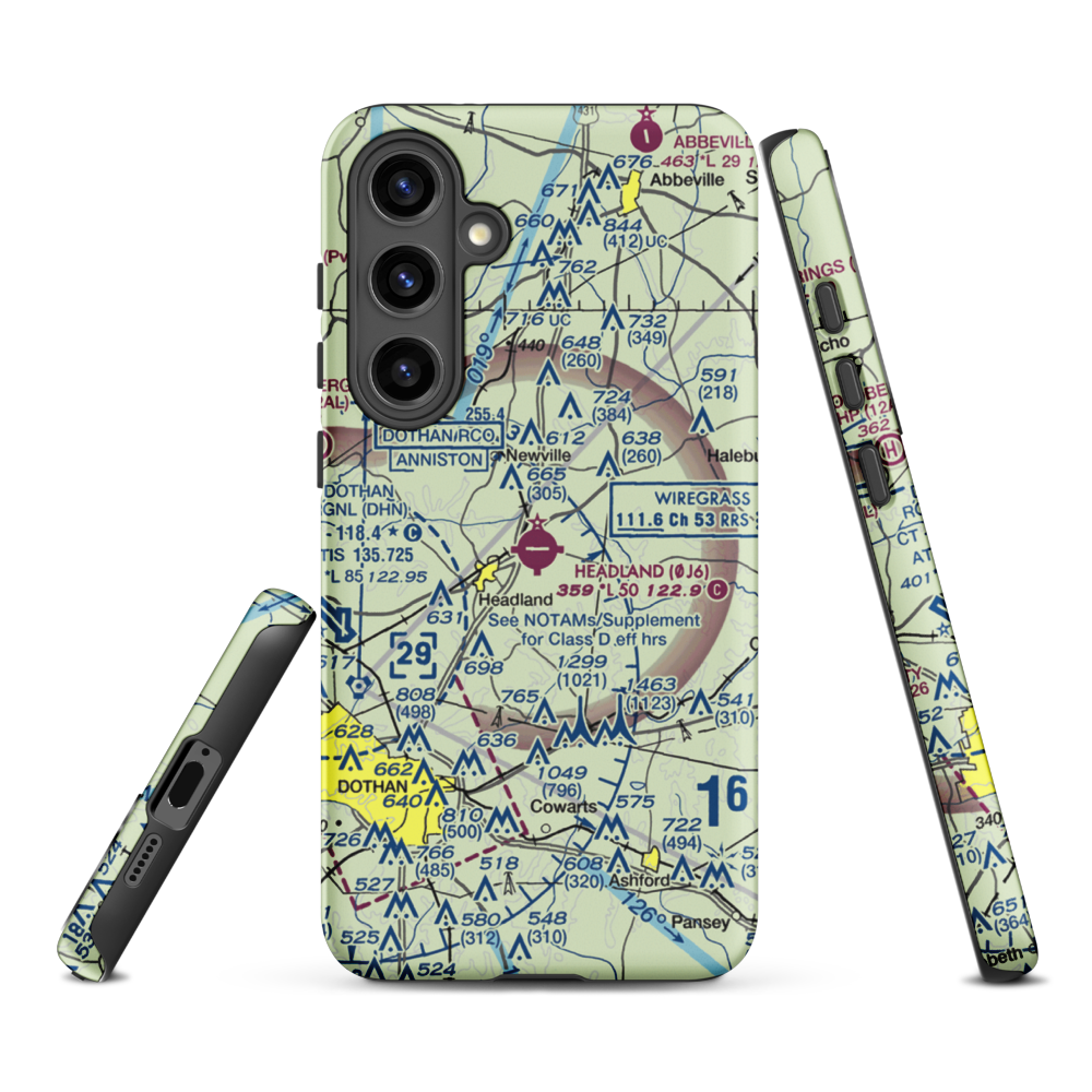 Headland Municipal Airport (0J6) VFR Sectional Samsung Phone Case Samsung Galaxy S24 Plus model shown