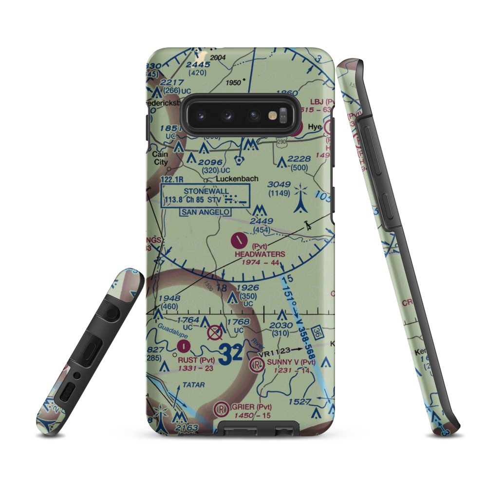 Headwaters Airport (25XA) VFR Sectional Samsung Phone Case Samsung Galaxy S10 Plus model shown