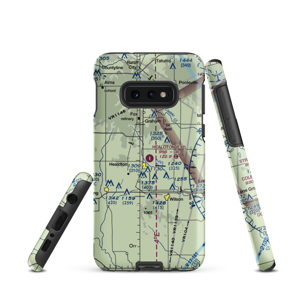 Healdton Municipal Airport (F32) VFR Sectional Samsung Phone Case Samsung Galaxy S10 Plus model shown