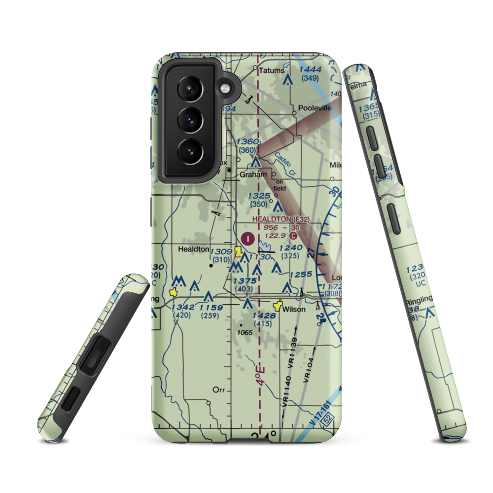 Healdton Municipal Airport (F32) VFR Sectional Samsung Phone Case Samsung Galaxy S21 Ultra model shown