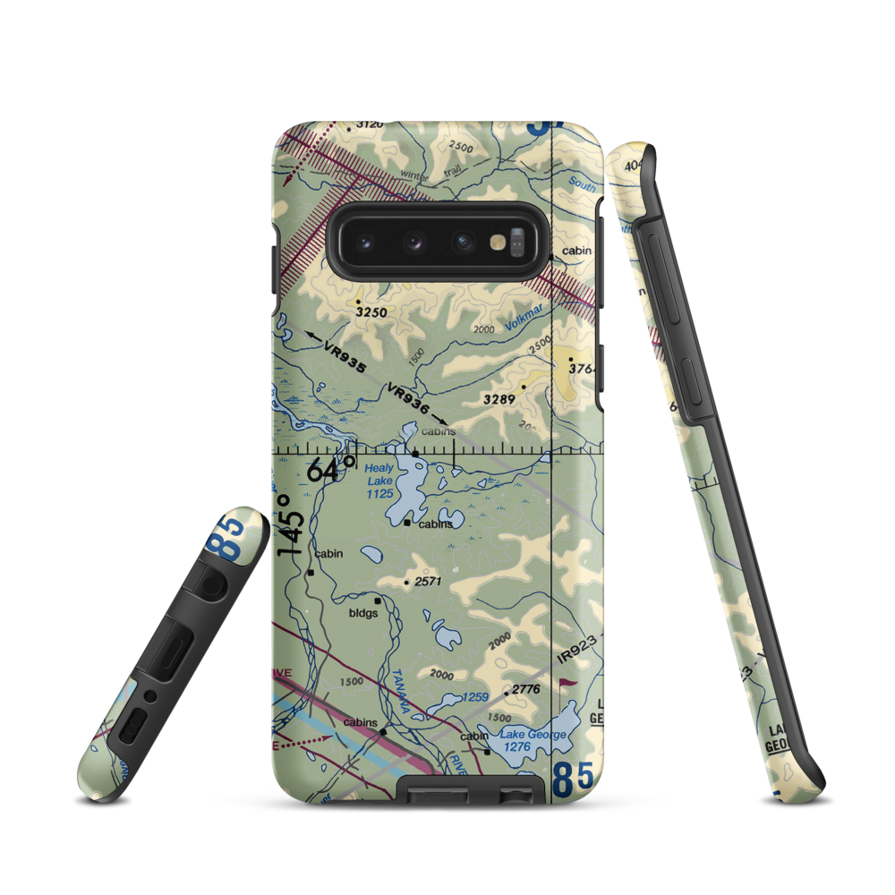 Healy Lake Airport (HKB) VFR Sectional Samsung Phone Case Samsung Galaxy S10 model shown