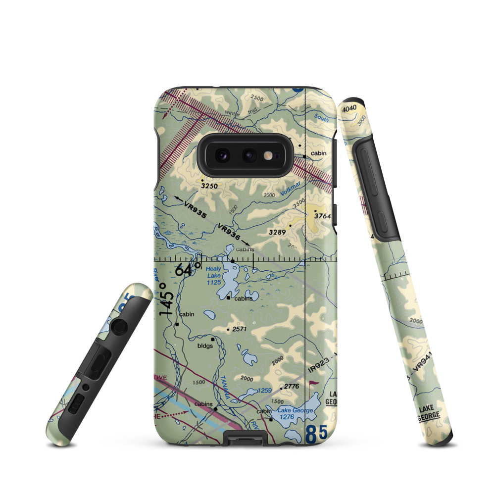 Healy Lake Airport (HKB) VFR Sectional Samsung Phone Case Samsung Galaxy S10e model shown