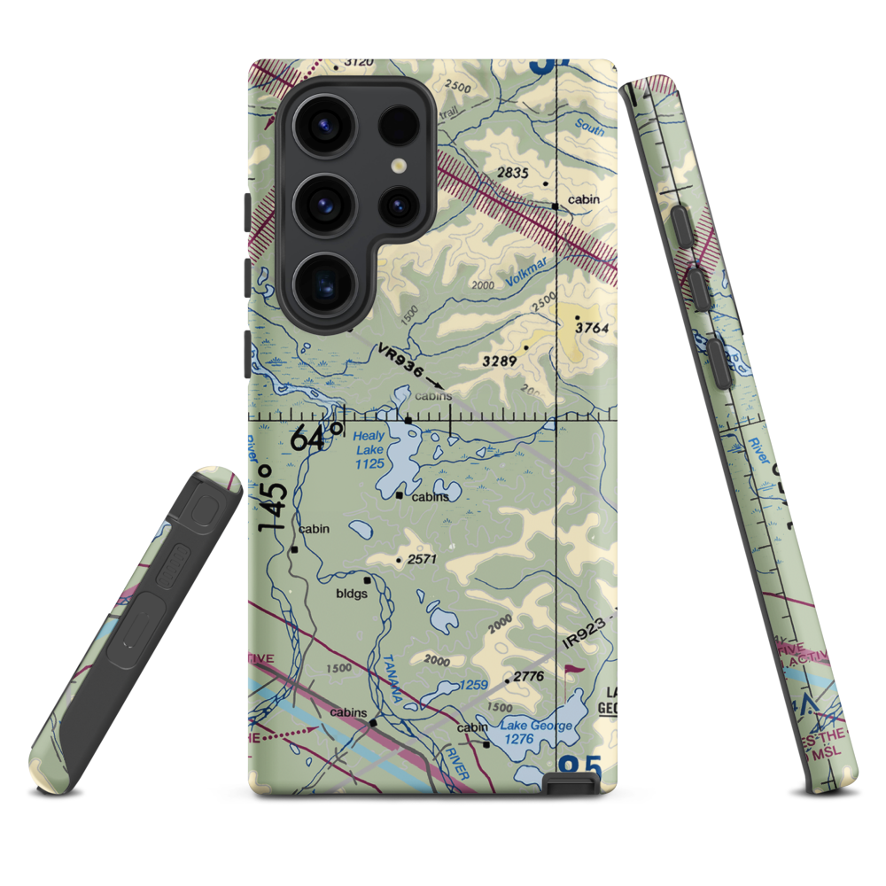 Healy Lake Airport (HKB) VFR Sectional Samsung Phone Case Samsung Galaxy S23 Ultra model shown