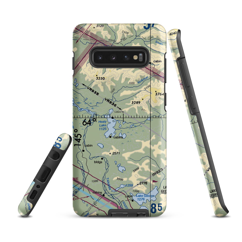 Healy Lake Airport (HKB) VFR Sectional Samsung Phone Case Samsung Galaxy S10 Plus model shown