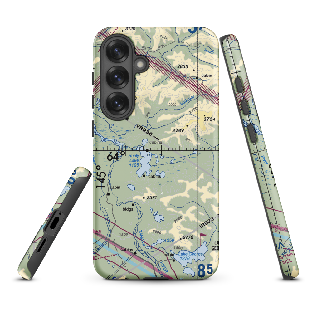 Healy Lake Airport (HKB) VFR Sectional Samsung Phone Case Samsung Galaxy S25 Plus model shown