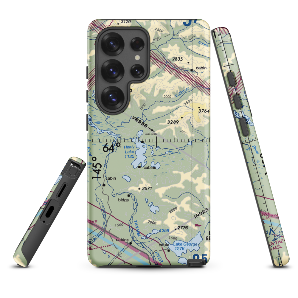 Healy Lake Airport (HKB) VFR Sectional Samsung Phone Case Samsung Galaxy S25 Ultra model shown