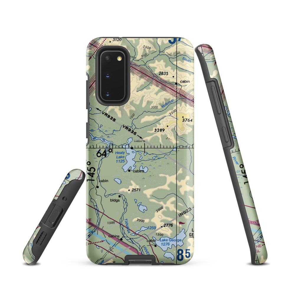 Healy Lake Airport (HKB) VFR Sectional Samsung Phone Case Samsung Galaxy S20 model shown