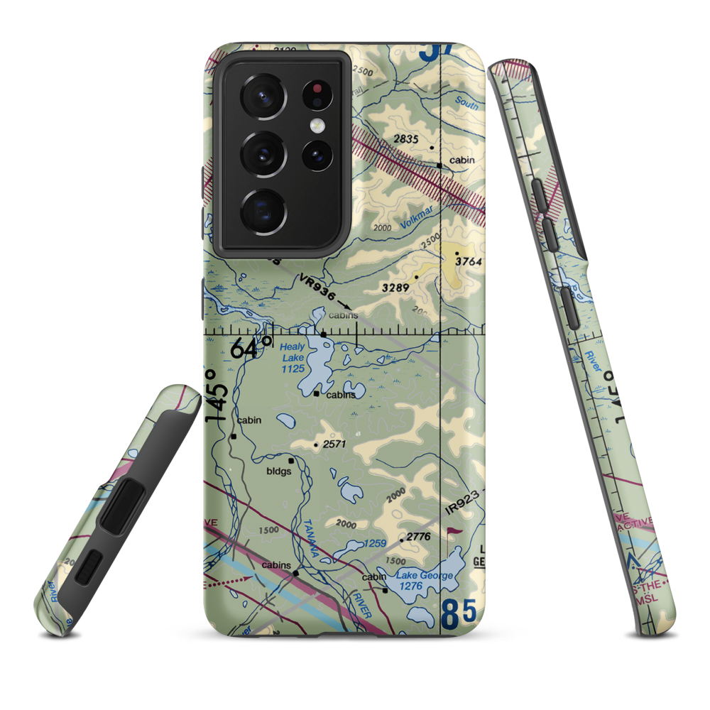 Healy Lake Airport (HKB) VFR Sectional Samsung Phone Case Samsung Galaxy S21 Ultra model shown