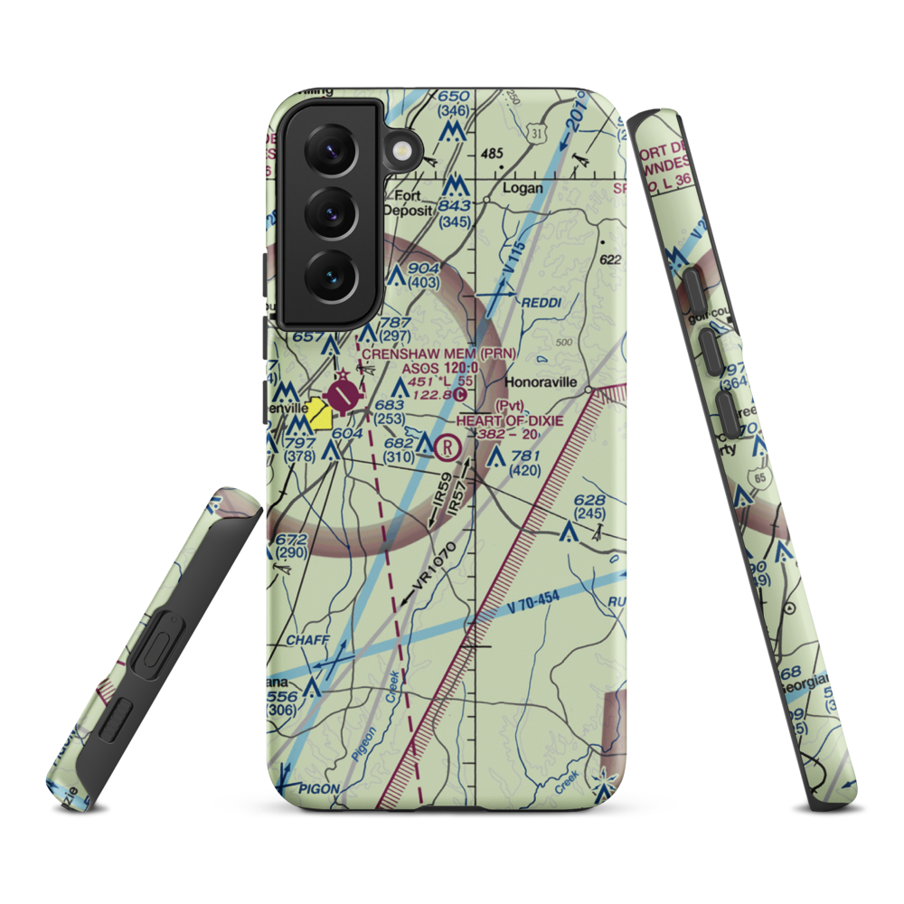 Heart of Dixie Aero Estates Airport (68AL) VFR Sectional Samsung Phone Case Samsung Galaxy S22 Plus model shown