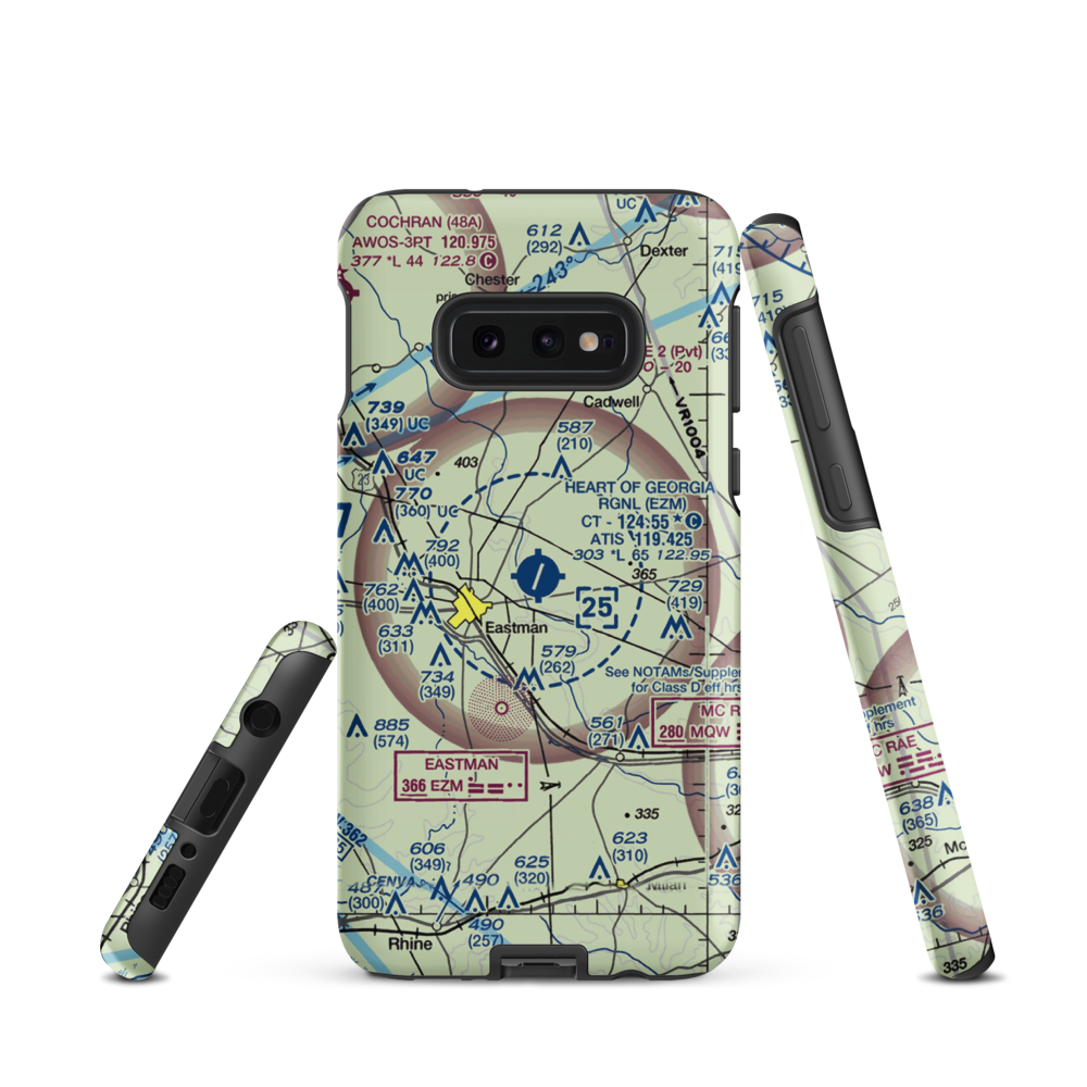 Heart of Georgia Regional Airport (EZM) VFR Sectional Samsung Phone Case Samsung Galaxy S10e model shown