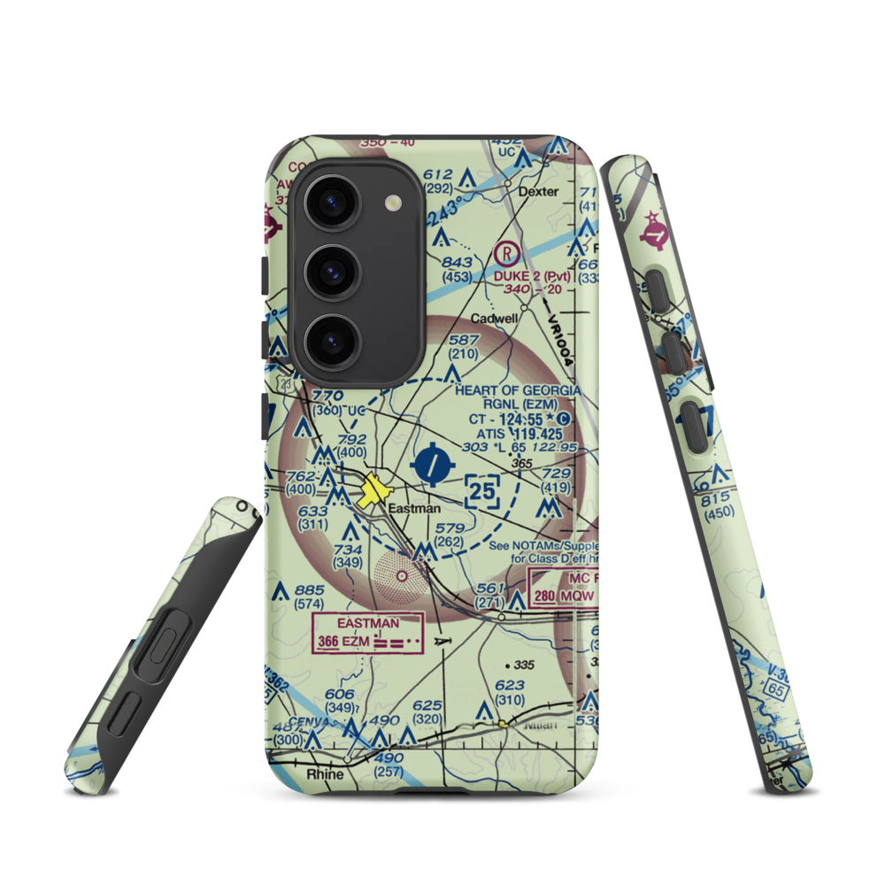 Heart of Georgia Regional Airport (EZM) VFR Sectional Samsung Phone Case Samsung Galaxy S23 model shown