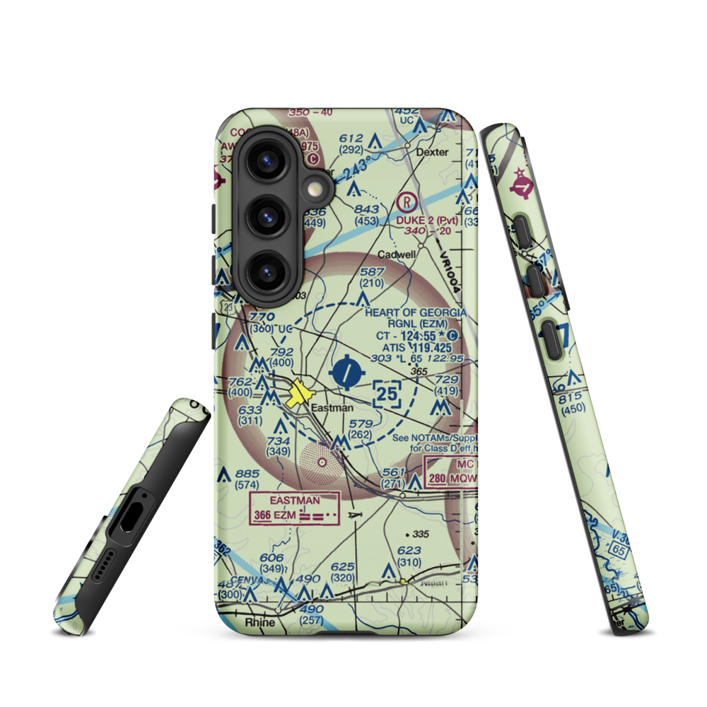 Heart of Georgia Regional Airport (EZM) VFR Sectional Samsung Phone Case Samsung Galaxy S24 model shown