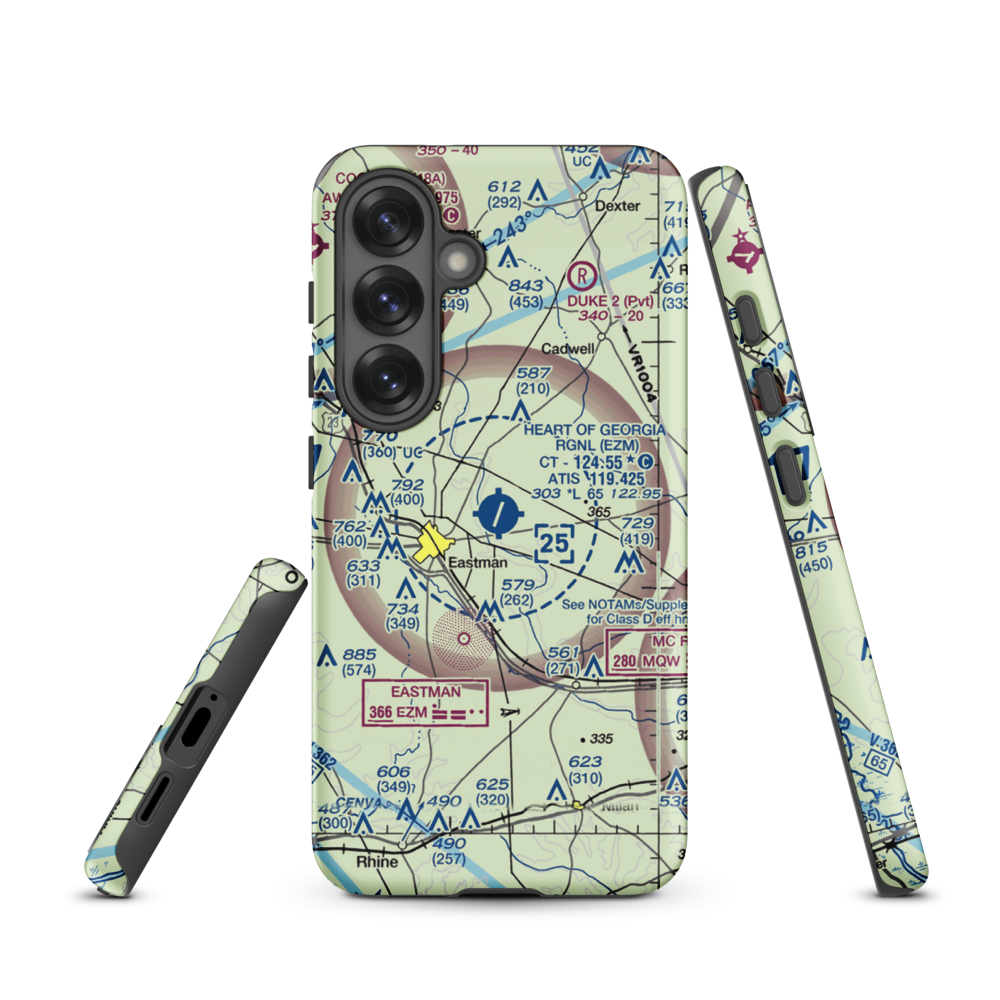 Heart of Georgia Regional Airport (EZM) VFR Sectional Samsung Phone Case Samsung Galaxy S25 model shown