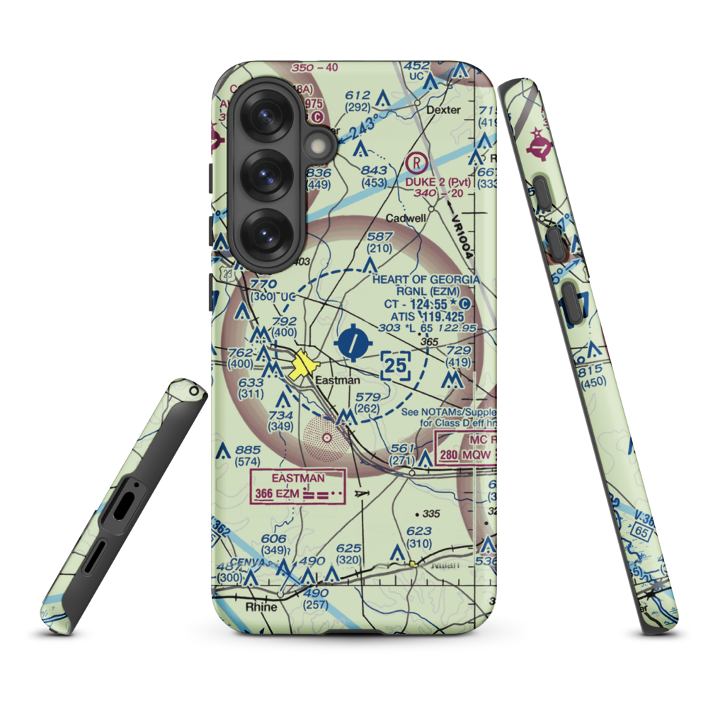 Heart of Georgia Regional Airport (EZM) VFR Sectional Samsung Phone Case Samsung Galaxy S25 Plus model shown
