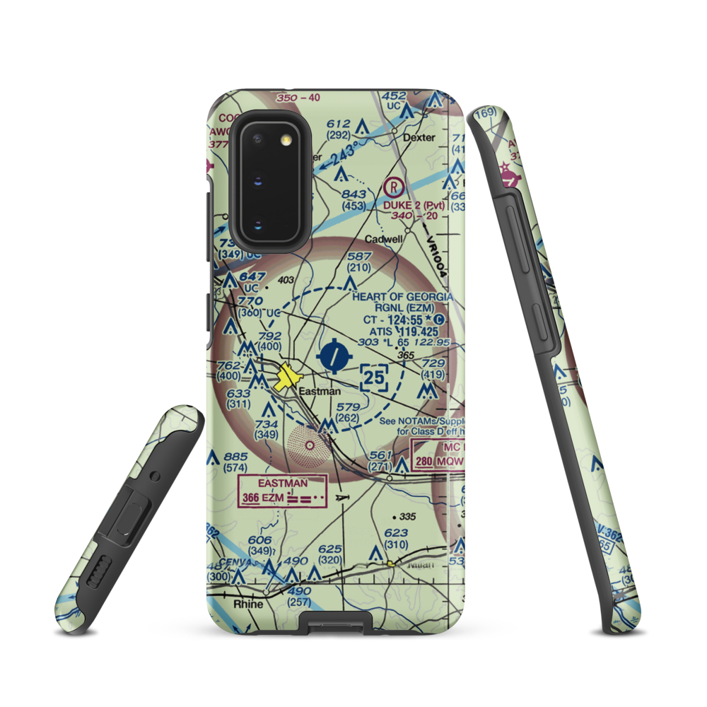 Heart of Georgia Regional Airport (EZM) VFR Sectional Samsung Phone Case Samsung Galaxy S20 model shown