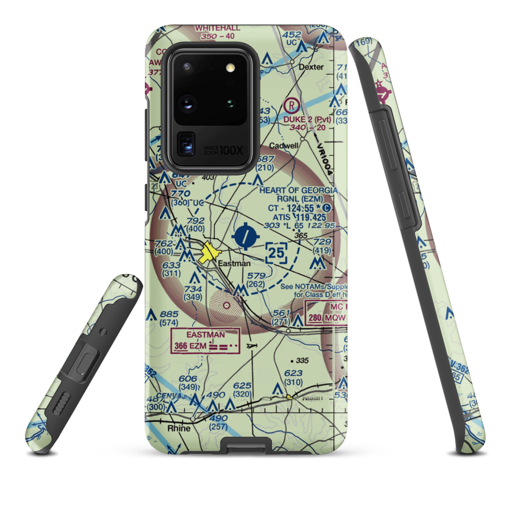 Heart of Georgia Regional Airport (EZM) VFR Sectional Samsung Phone Case Samsung Galaxy S20 Ultra model shown