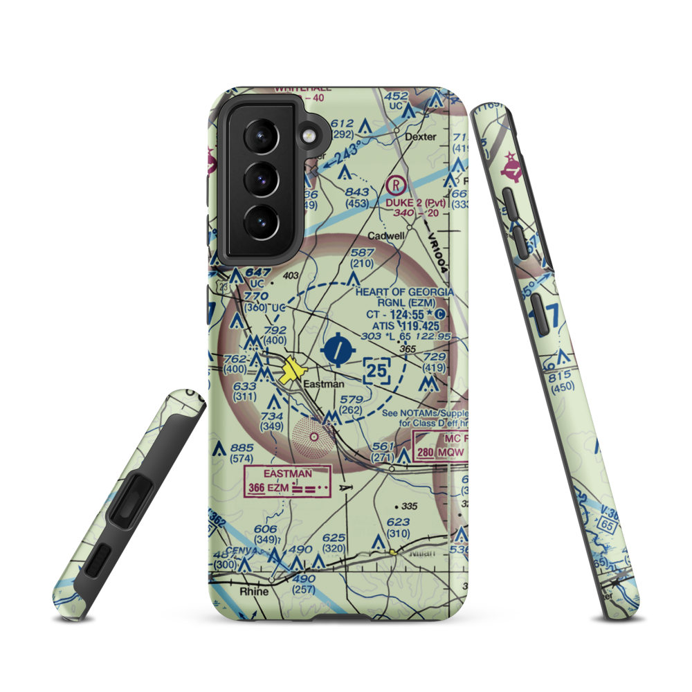 Heart of Georgia Regional Airport (EZM) VFR Sectional Samsung Phone Case Samsung Galaxy S21 model shown